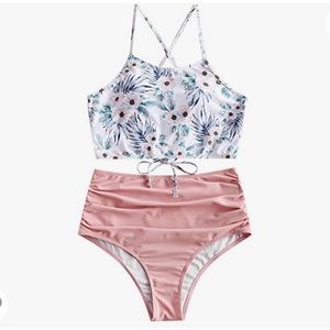 ZAFUL Women’s Criss-Cross Lace Up Tankini Set